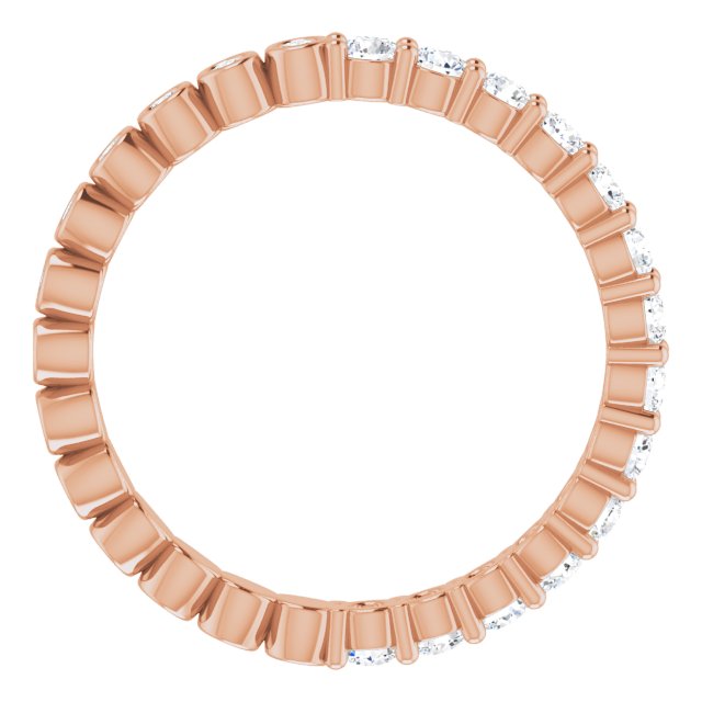 14K Gold Round Natural Diamond Reversible Eternity Band – 2 mm Stones - Rose Gold - view 2