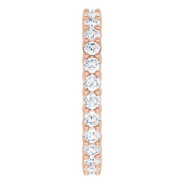 14K Gold Round Natural Diamond Reversible Eternity Band – 2 mm Stones - Rose Gold - view 4