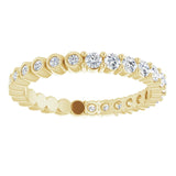 14K Gold Round Natural Diamond Reversible Eternity Band – 2 mm Stones - Yellow Gold - view 3