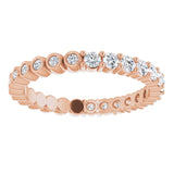 14K Gold Round Natural Diamond Reversible Eternity Band – 2 mm Stones - Rose Gold - view 3