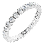 14K Gold Round Natural Diamond Reversible Eternity Band – 2 mm Stones - White Gold