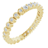 14K Gold Round Natural Diamond Reversible Eternity Band – 2 mm Stones - Yellow Gold