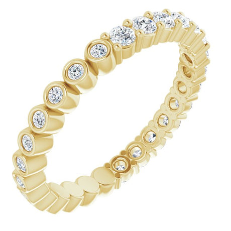 14K Gold Round Natural Diamond Reversible Eternity Band – 2 mm Stones - Yellow Gold