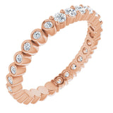 14K Gold Round Natural Diamond Reversible Eternity Band – 2 mm Stones - Rose Gold