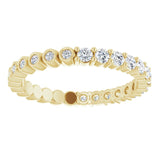 14K Gold Round Natural Diamond Reversible Eternity Band – 2 mm Stones - Yellow Gold - view 3
