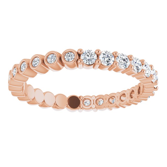 14K Gold Round Natural Diamond Reversible Eternity Band – 2 mm Stones - Rose Gold - view 3
