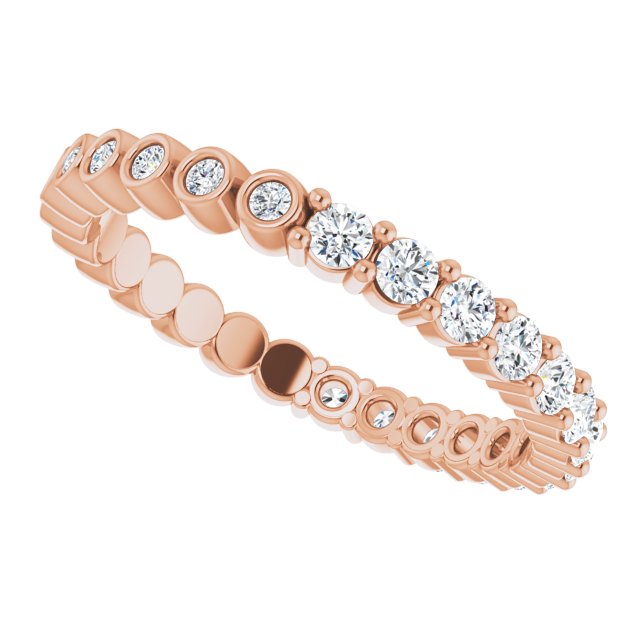 14K Gold Round Natural Diamond Reversible Eternity Band – 2 mm Stones - Rose Gold - view 5