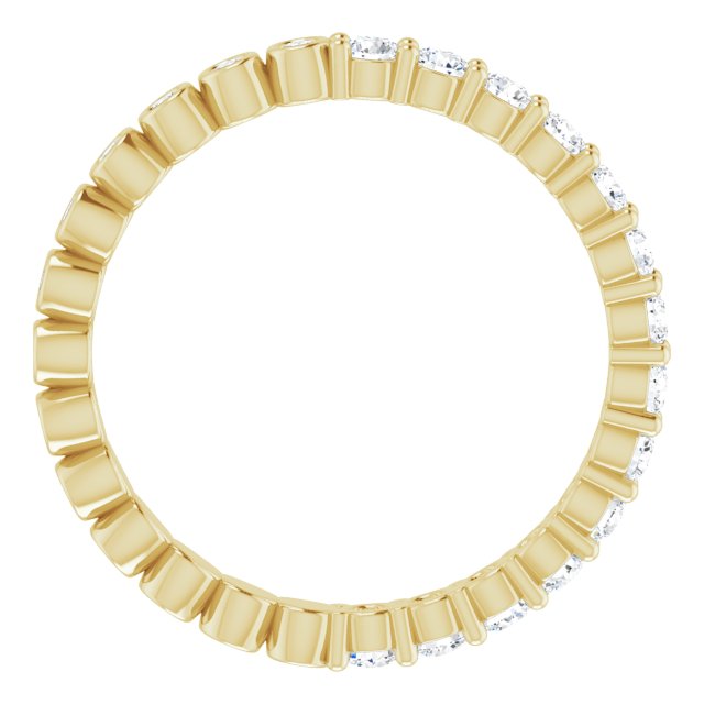 14K Gold Round Natural Diamond Reversible Eternity Band – 2 mm Stones - Yellow Gold - view 2