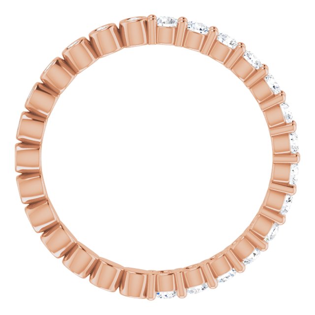 14K Gold Round Natural Diamond Reversible Eternity Band – 2 mm Stones - Rose Gold - view 2