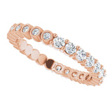 14K Gold Round Natural Diamond Reversible Eternity Band – 2 mm Stones - Rose Gold - view 5