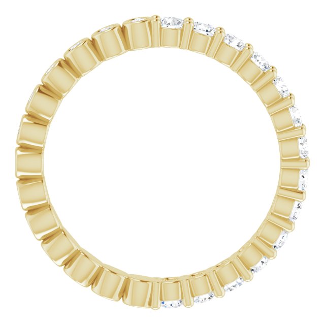 14K Gold Round Natural Diamond Reversible Eternity Band – 2 mm Stones - Yellow Gold - view 2