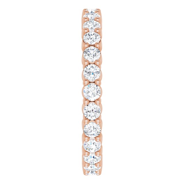 14K Gold Round Natural Diamond Reversible Eternity Band – 2 mm Stones - Rose Gold - view 4