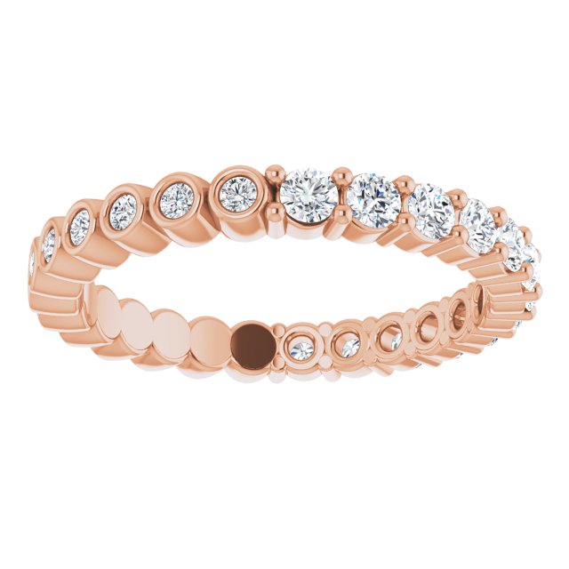 14K Gold Round Natural Diamond Reversible Eternity Band – 2 mm Stones - Rose Gold - view 3