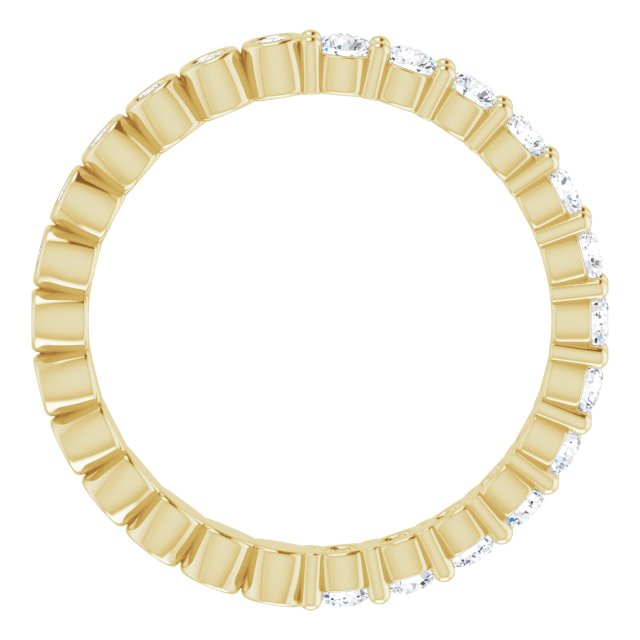 14K Gold Round Natural Diamond Reversible Eternity Band – 2 mm Stones - Yellow Gold - view 2