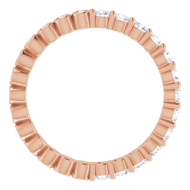 14K Gold Round Natural Diamond Reversible Eternity Band – 2 mm Stones - Rose Gold - view 2