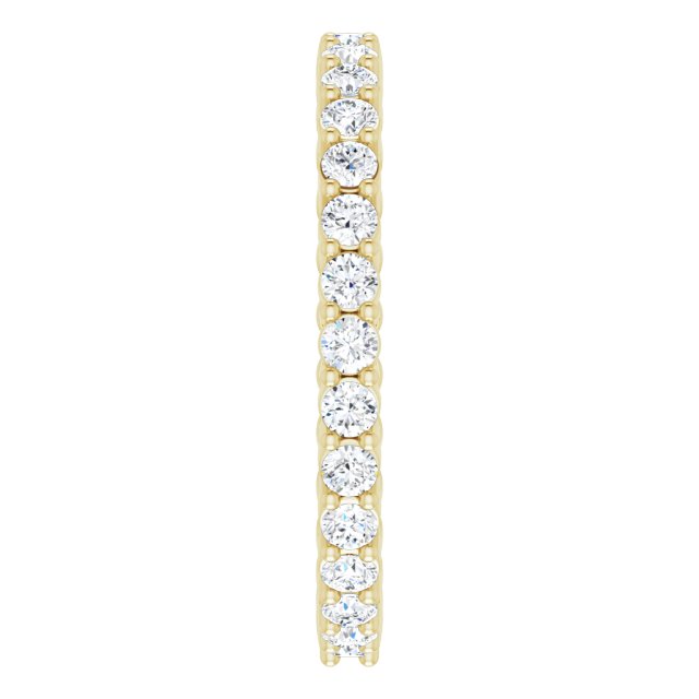 14K Gold Round Natural Diamond Reversible Eternity Band – 2 mm Stones - Yellow Gold - view 4