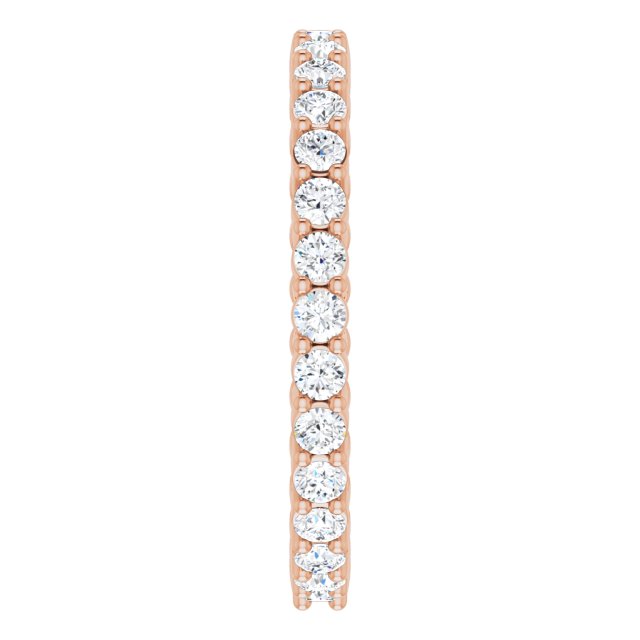 14K Gold Round Natural Diamond Reversible Eternity Band – 2 mm Stones - Rose Gold - view 4