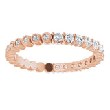 14K Gold Round Natural Diamond Reversible Eternity Band – 2 mm Stones - Rose Gold - view 3