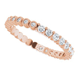14K Gold Round Natural Diamond Reversible Eternity Band – 2 mm Stones - Rose Gold - view 5