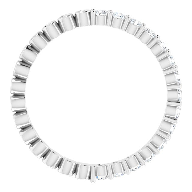 14K Gold Round Natural Diamond Reversible Eternity Band – 2 mm Stones - White Gold - view 2