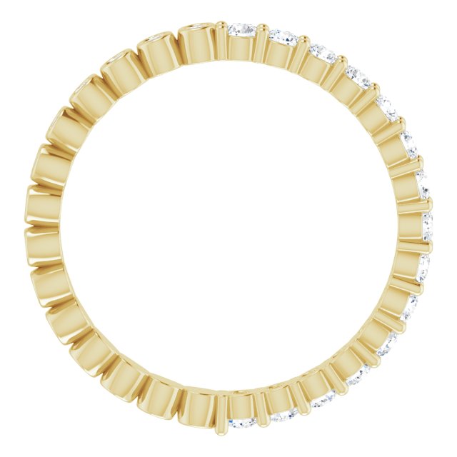 14K Gold Round Natural Diamond Reversible Eternity Band – 2 mm Stones - Yellow Gold - view 2