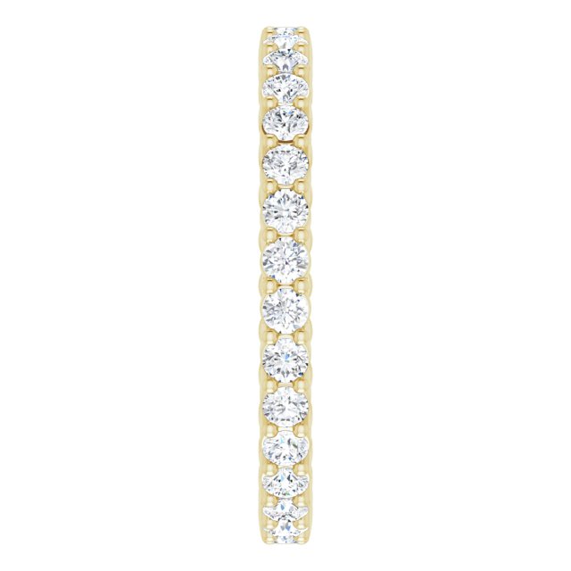 14K Gold Round Natural Diamond Reversible Eternity Band – 2 mm Stones - Yellow Gold - view 4