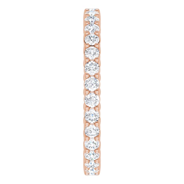14K Gold Round Natural Diamond Reversible Eternity Band – 2 mm Stones - Rose Gold - view 4