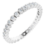 14K Gold Round Natural Diamond Reversible Eternity Band – 2 mm Stones - White Gold