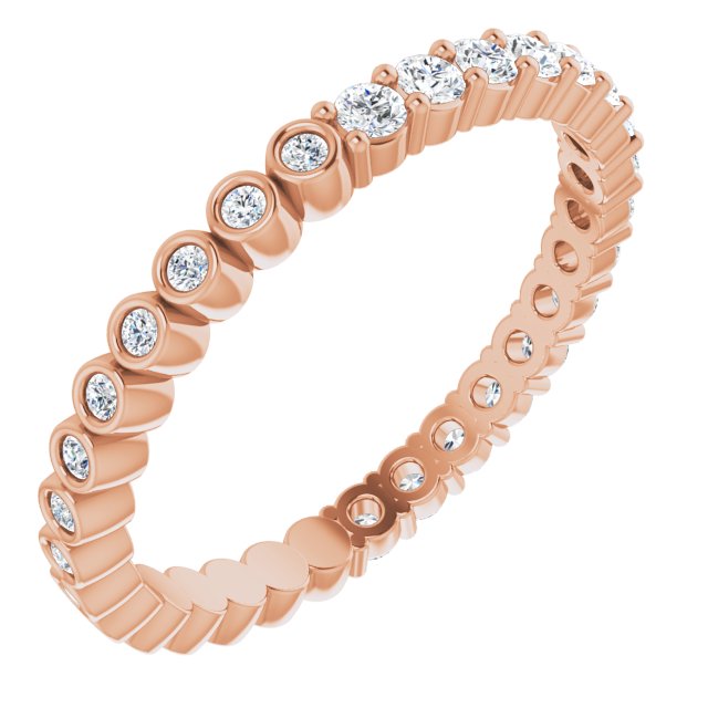 14K Gold Round Natural Diamond Reversible Eternity Band – 2 mm Stones - Rose Gold