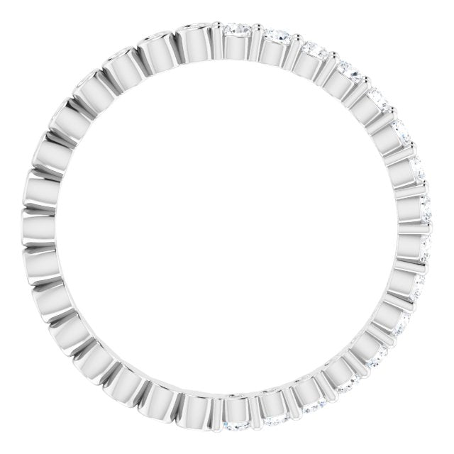 14K Gold Round Natural Diamond Reversible Eternity Band – 2 mm Stones - White Gold - view 2