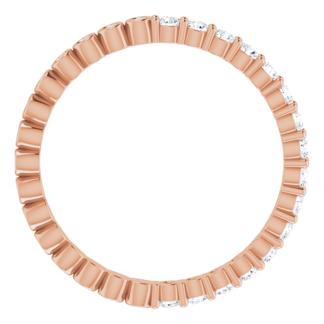 14K Gold Round Natural Diamond Reversible Eternity Band – 2 mm Stones - Rose Gold - view 2