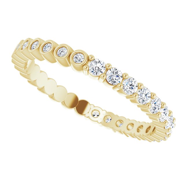 14K Gold Round Natural Diamond Reversible Eternity Band – 2 mm Stones - Yellow Gold - view 5