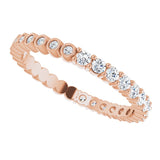 14K Gold Round Natural Diamond Reversible Eternity Band – 2 mm Stones - Rose Gold - view 5