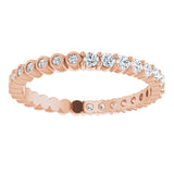 14K Gold Round Natural Diamond Reversible Eternity Band – 2 mm Stones - Rose Gold - view 3