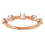 14K Gold Round Natural Diamond Knife-Edge Five-Stone Anniversary Band – 1/3 CTW - Rose Gold - view 3