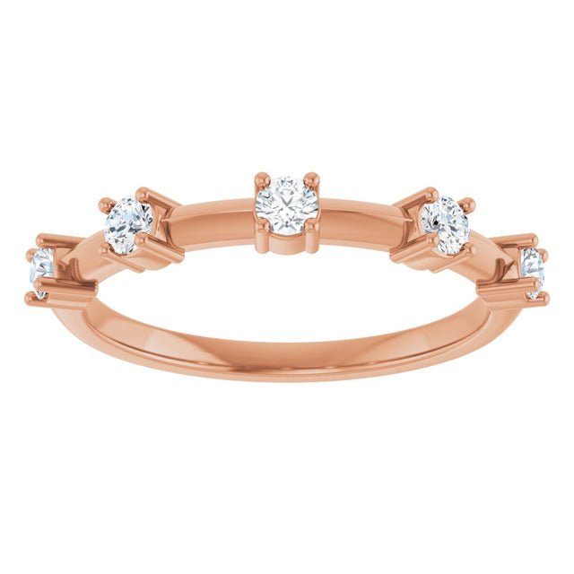 14K Gold Round Lab-Grown Diamond Knife-Edge Five-Stone Anniversary Band – 1/3 CTW - Rose Gold - view 3