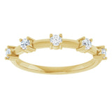 14K Gold Round Natural Diamond Knife-Edge Five-Stone Anniversary Band – 1/3 CTW - Yellow Gold - view 3