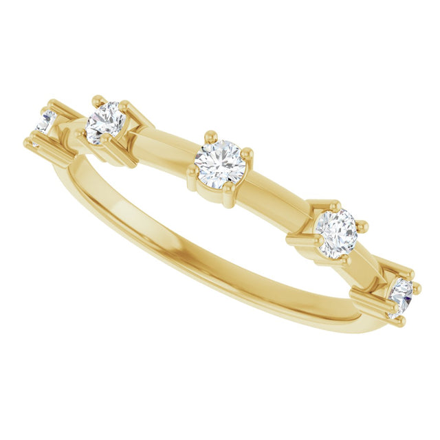14K Gold Round Lab-Grown Diamond Knife-Edge Five-Stone Anniversary Band – 1/3 CTW - Yellow Gold - view 5