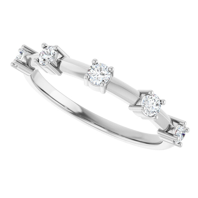 Platinum Round Natural Diamond Knife-Edge Five-Stone Anniversary Band – 1/3 CTW - view 5