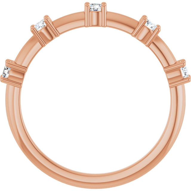 14K Gold Round Lab-Grown Diamond Knife-Edge Five-Stone Anniversary Band – 1/3 CTW - Rose Gold - view 2