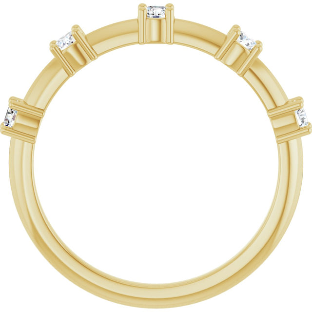 14K Gold Round Lab-Grown Diamond Knife-Edge Five-Stone Anniversary Band – 1/3 CTW - Yellow Gold - view 2