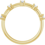 14K Gold Round Natural Diamond Knife-Edge Five-Stone Anniversary Band – 1/3 CTW - Yellow Gold - view 2