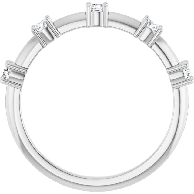 Platinum Round Natural Diamond Knife-Edge Five-Stone Anniversary Band – 1/3 CTW - view 2