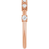14K Gold Round Lab-Grown Diamond Knife-Edge Five-Stone Anniversary Band – 1/3 CTW - Rose Gold - view 4