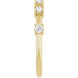 14K Gold Round Natural Diamond Knife-Edge Five-Stone Anniversary Band – 1/3 CTW - Yellow Gold - view 4