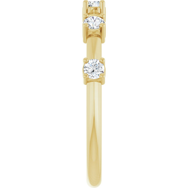 14K Gold Round Natural Diamond Knife-Edge Five-Stone Anniversary Band – 1/3 CTW - Yellow Gold - view 4
