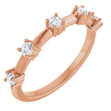 14K Gold Round Lab-Grown Diamond Knife-Edge Five-Stone Anniversary Band – 1/3 CTW - Rose Gold