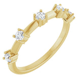 14K Gold Round Natural Diamond Knife-Edge Five-Stone Anniversary Band – 1/3 CTW - Yellow Gold
