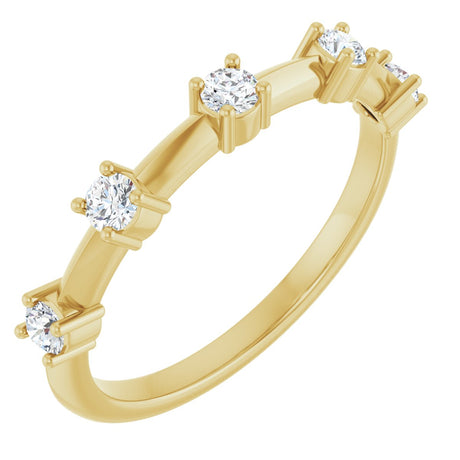 14K Gold Round Natural Diamond Knife-Edge Five-Stone Anniversary Band – 1/3 CTW - Yellow Gold