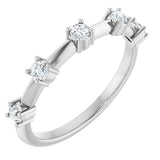 14K Gold Round Natural Diamond Knife-Edge Five-Stone Anniversary Band – 1/3 CTW - White Gold